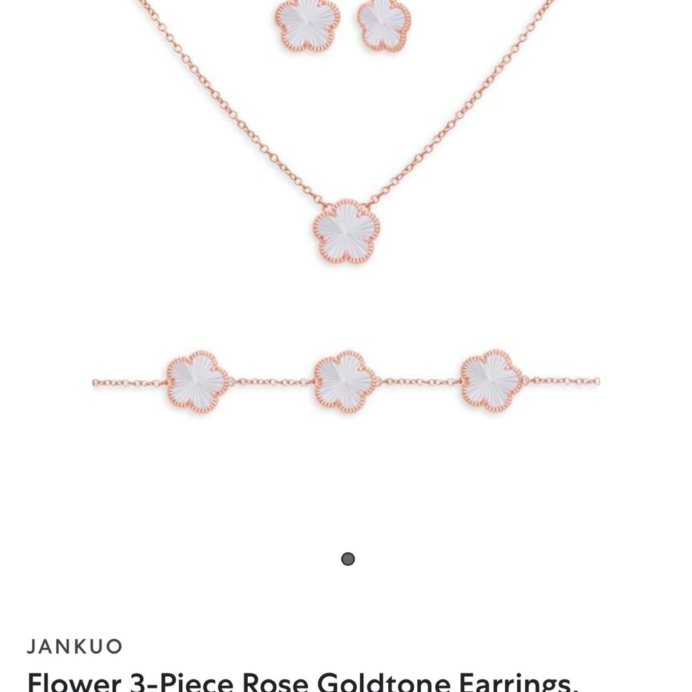 Flower 3-Piece Rose Goldtone Earrings, Necklace & Bracelet Set